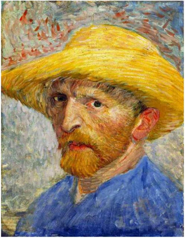 Self-portrait with straw hat, by Vincent van Gogh